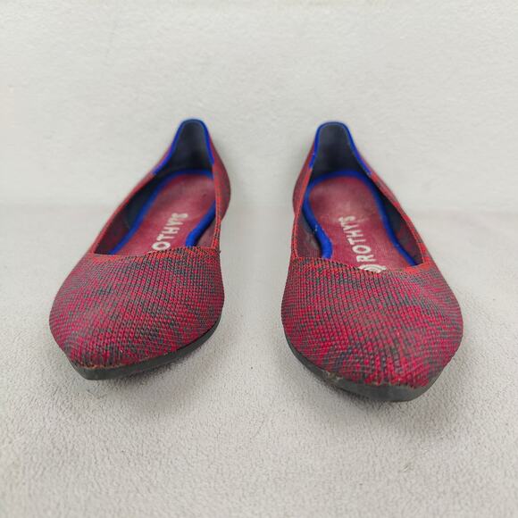 Rothy's The‎ Point Flat Womens 6 Crimson Heather Red Blue Halo Slip On Shoes - Picture 3 of 11